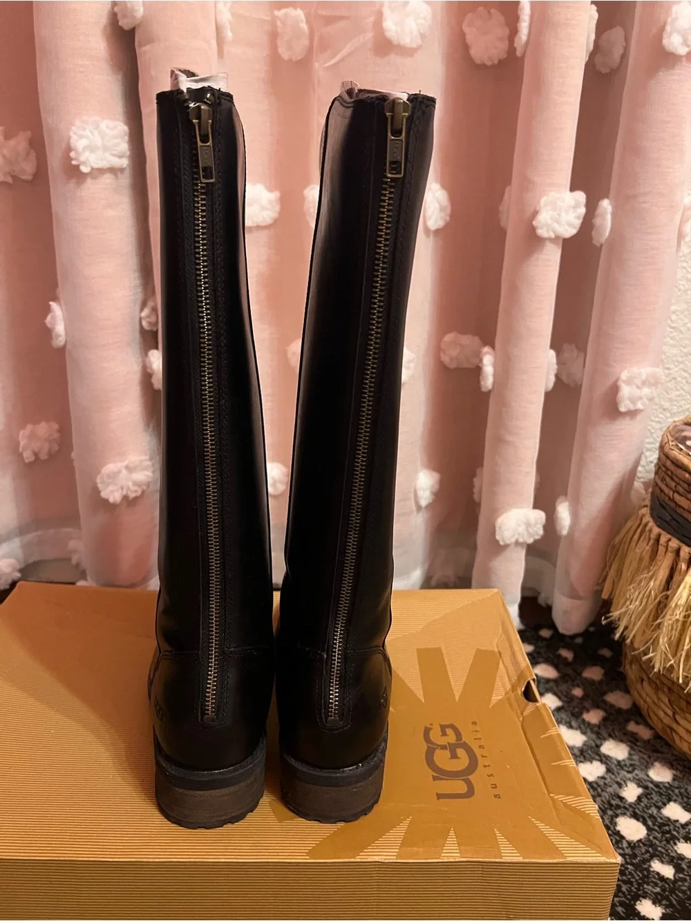 UGG Seldon Women's Tall Black Leather Riding Boots